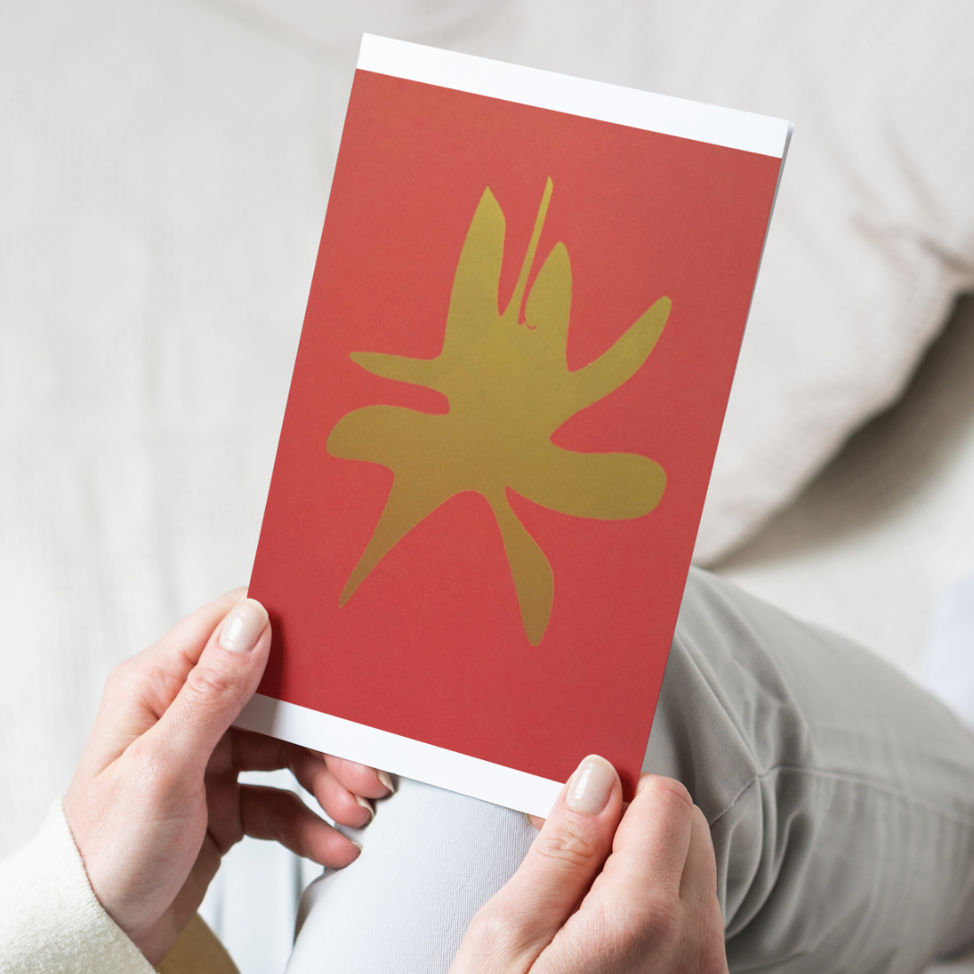 Goldornament auf Rot (10er-Pack)