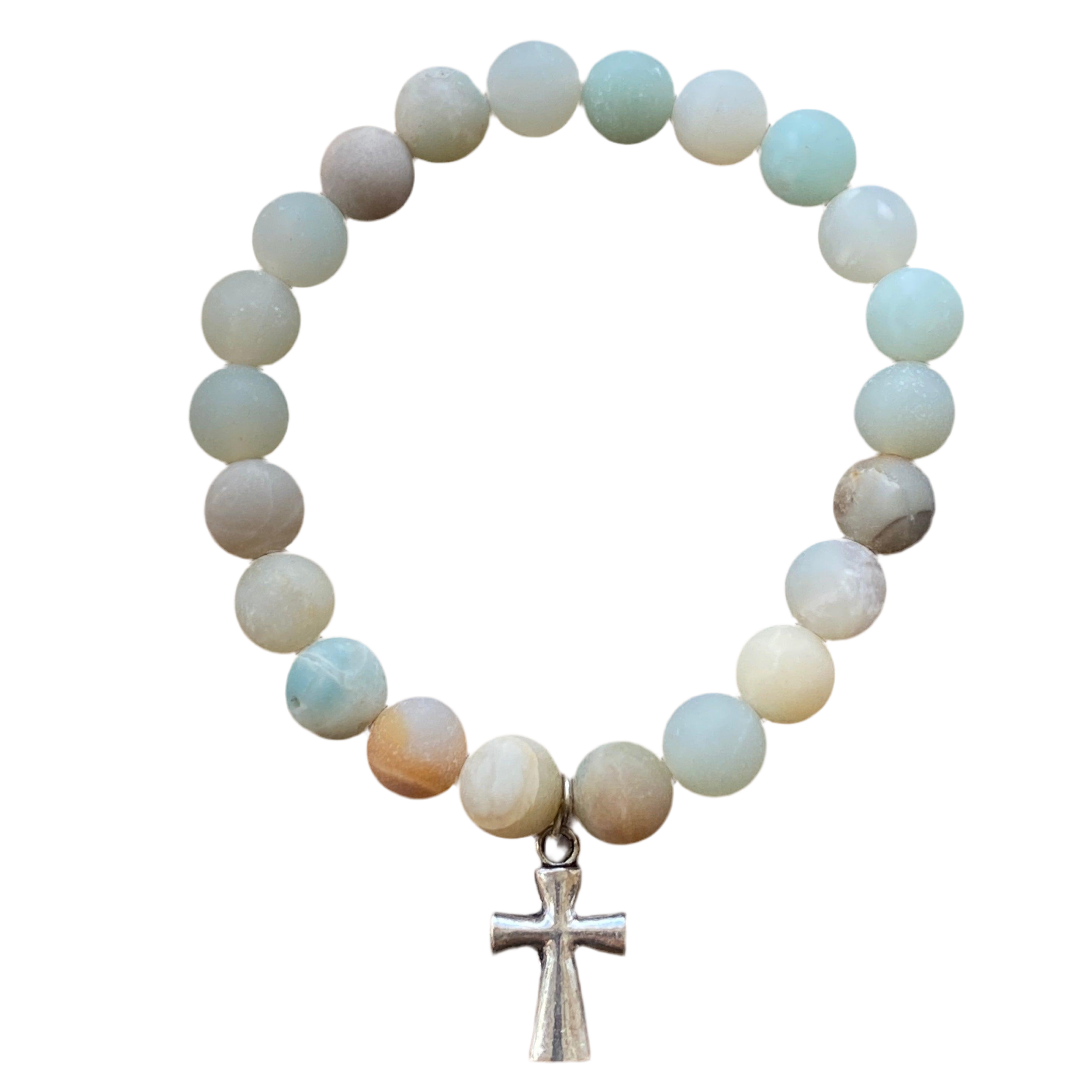Bracelet pierres précieuses Amazonite YOGA avec breloque OM