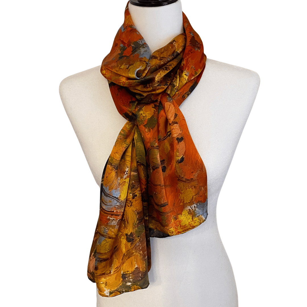 Bufanda de seda morera con motivos de Autumn Woods