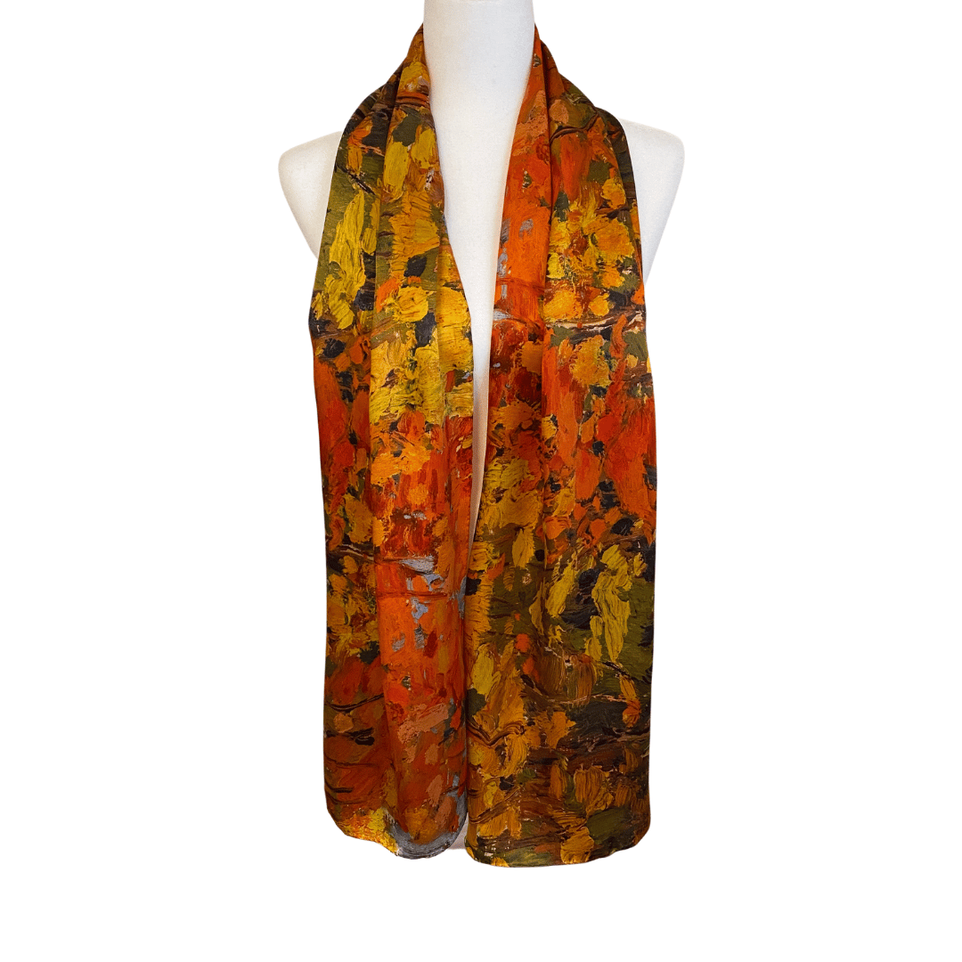 Bufanda de seda morera con motivos de Autumn Woods