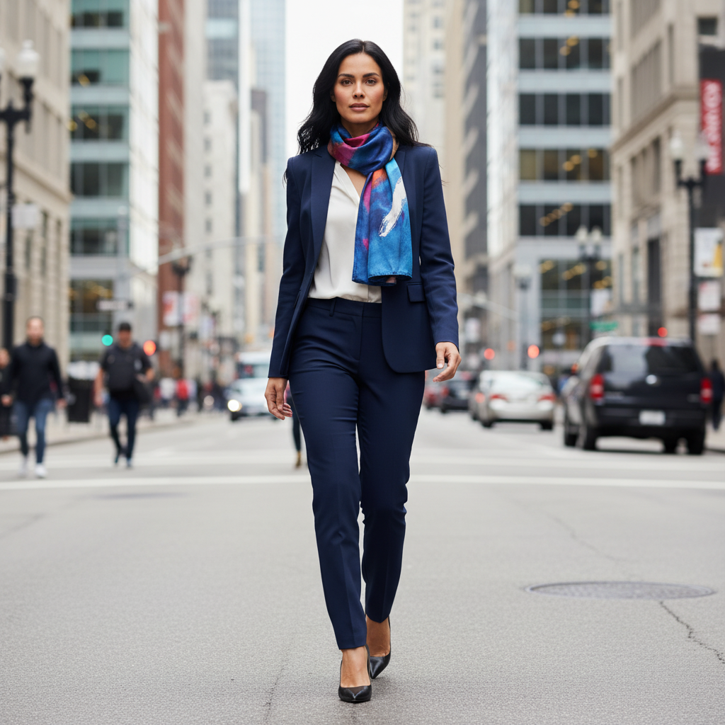 Basie Blues Mulberry Silk Scarf