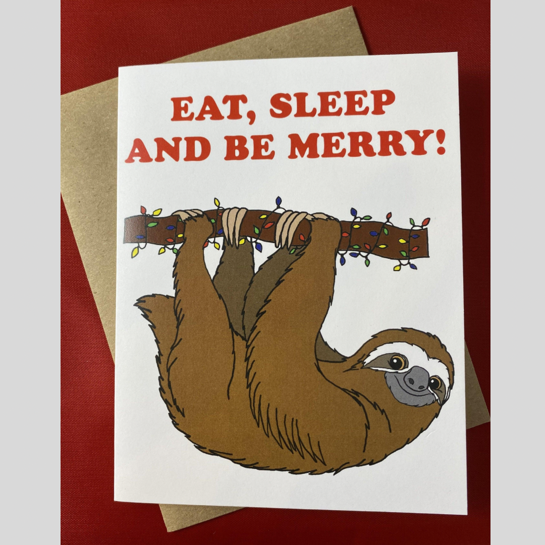 Feiertags-Karte Essen Sie, schlafen Sie und seien Sie fröhlich!