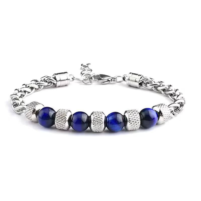 Blue Tiger Eye Silver Bracelet