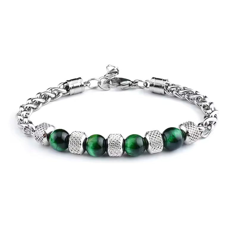 Green Tiger Eye Silver Bracelet