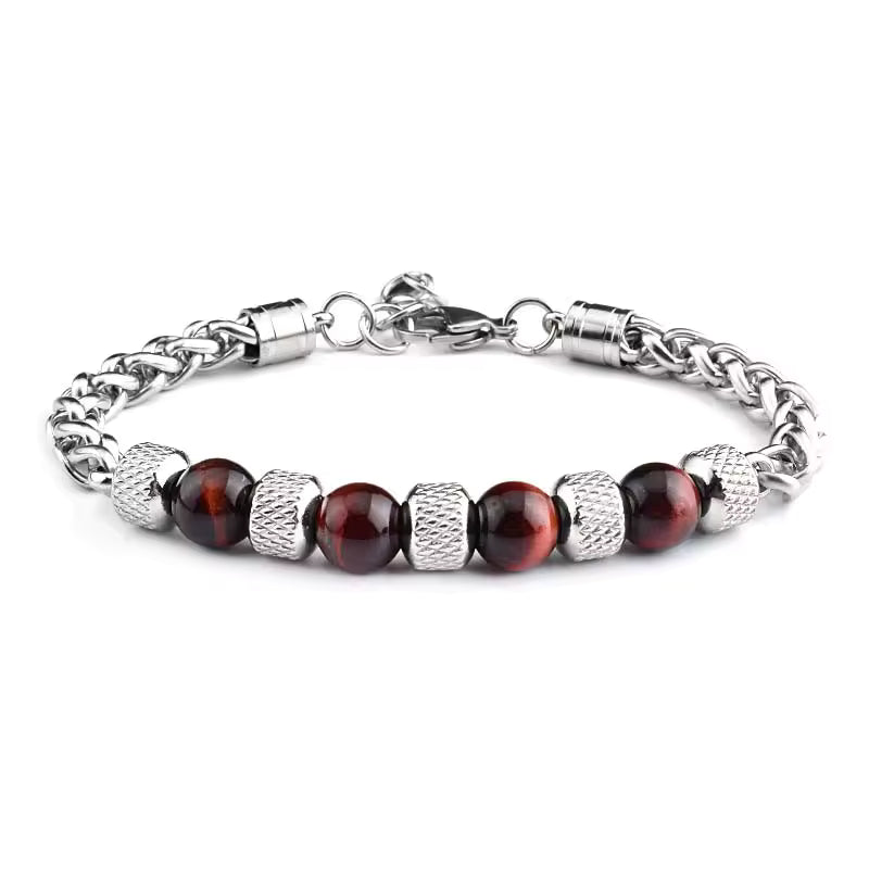 Red Tiger Eye Silver Bracelet